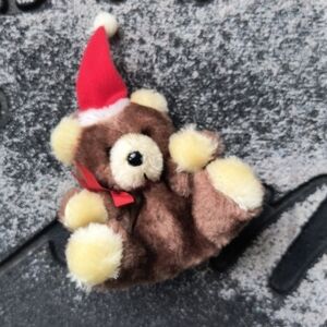 Russ Berrie & Co Plush Bear With Santa Hat  Christmas Bear Soft Brown Stuffed